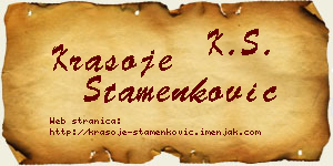 Krasoje Stamenković vizit kartica